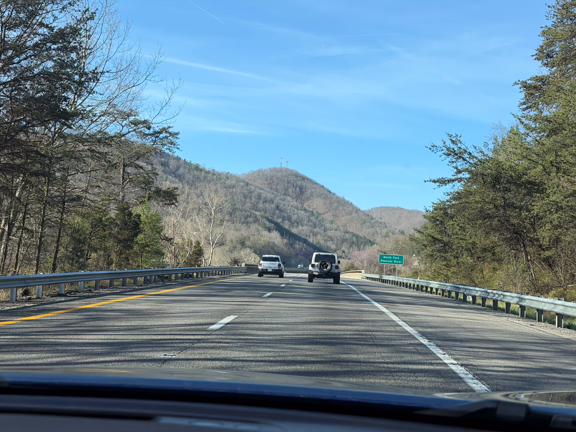 Highway view through the Blue Ridge on the drive south