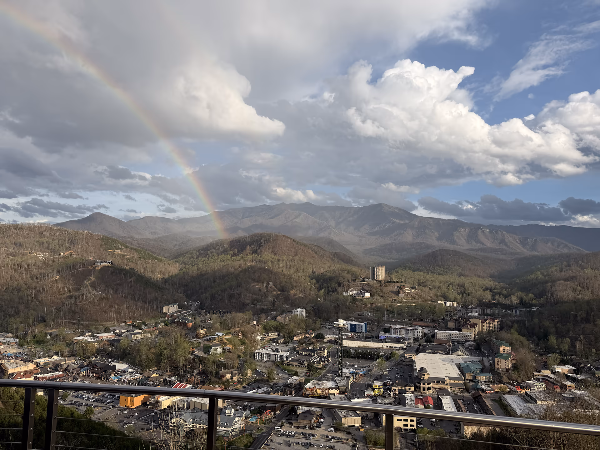 Rainbow over Gatlinburg and the Smoky Mountains from Gatlinburg SkyPark