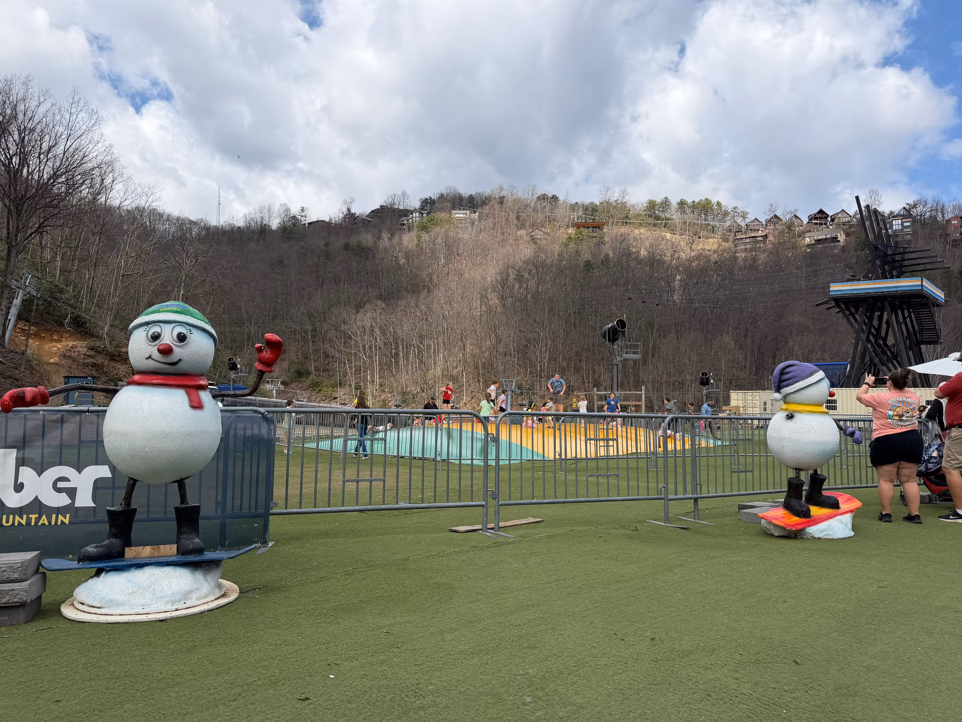 Outdoor snow-themed play area at Ober Mountain