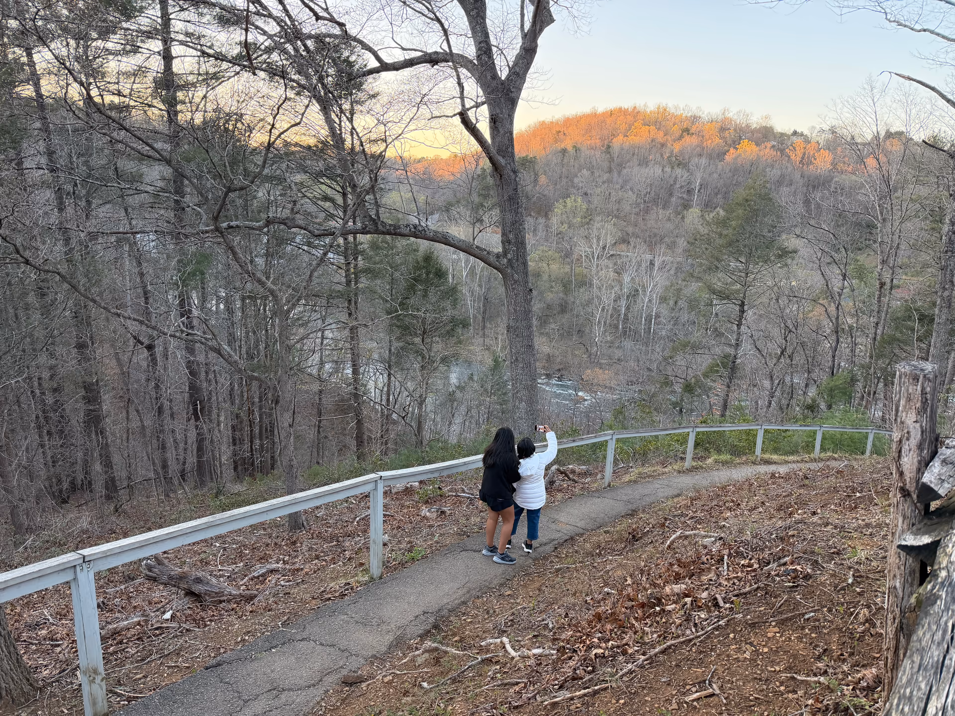 Walkway near the Mill Mountain overlook in Roanoke at dusk